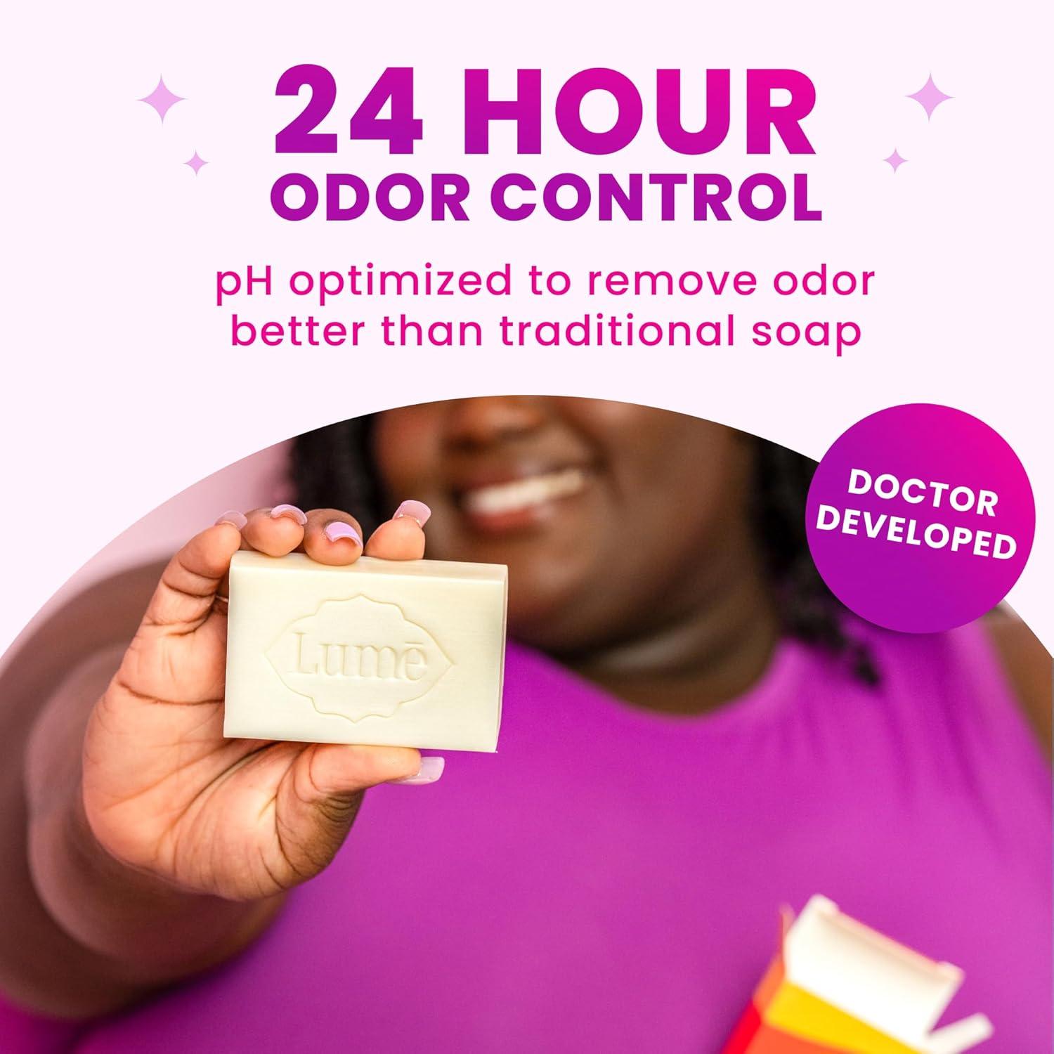 imageLume Acidified Body Cleansing Bar 24 Hour Odor Control Removes Odor Better than Soap Moisturizing Formula Formulated Without SLS orParabens OBGYN Developed 5 ounce Clean TangerineLavender Sage