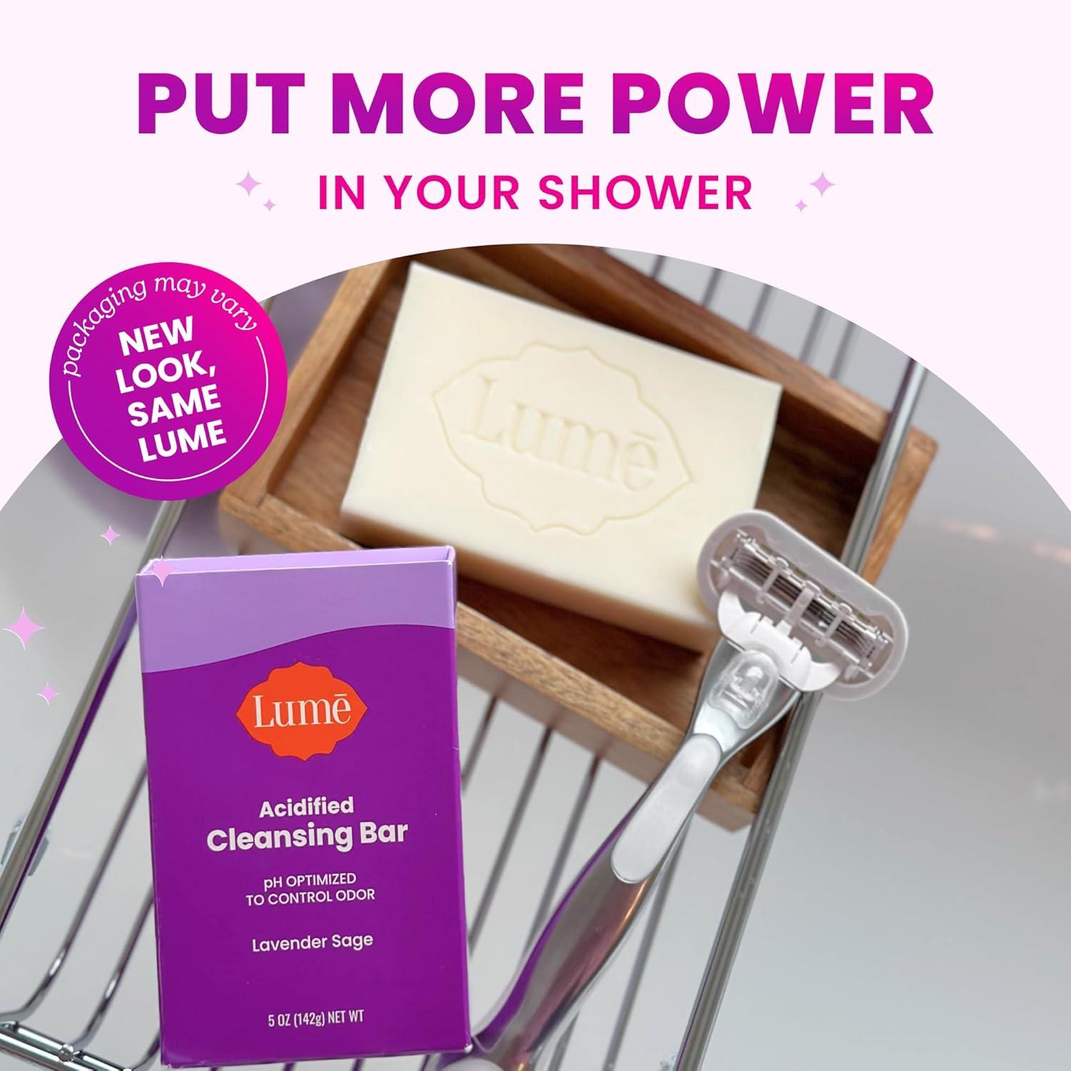 imageLume Acidified Body Cleansing Bar 24 Hour Odor Control Removes Odor Better than Soap Moisturizing Formula Formulated Without SLS orParabens OBGYN Developed 5 ounce Clean TangerineLavender Sage