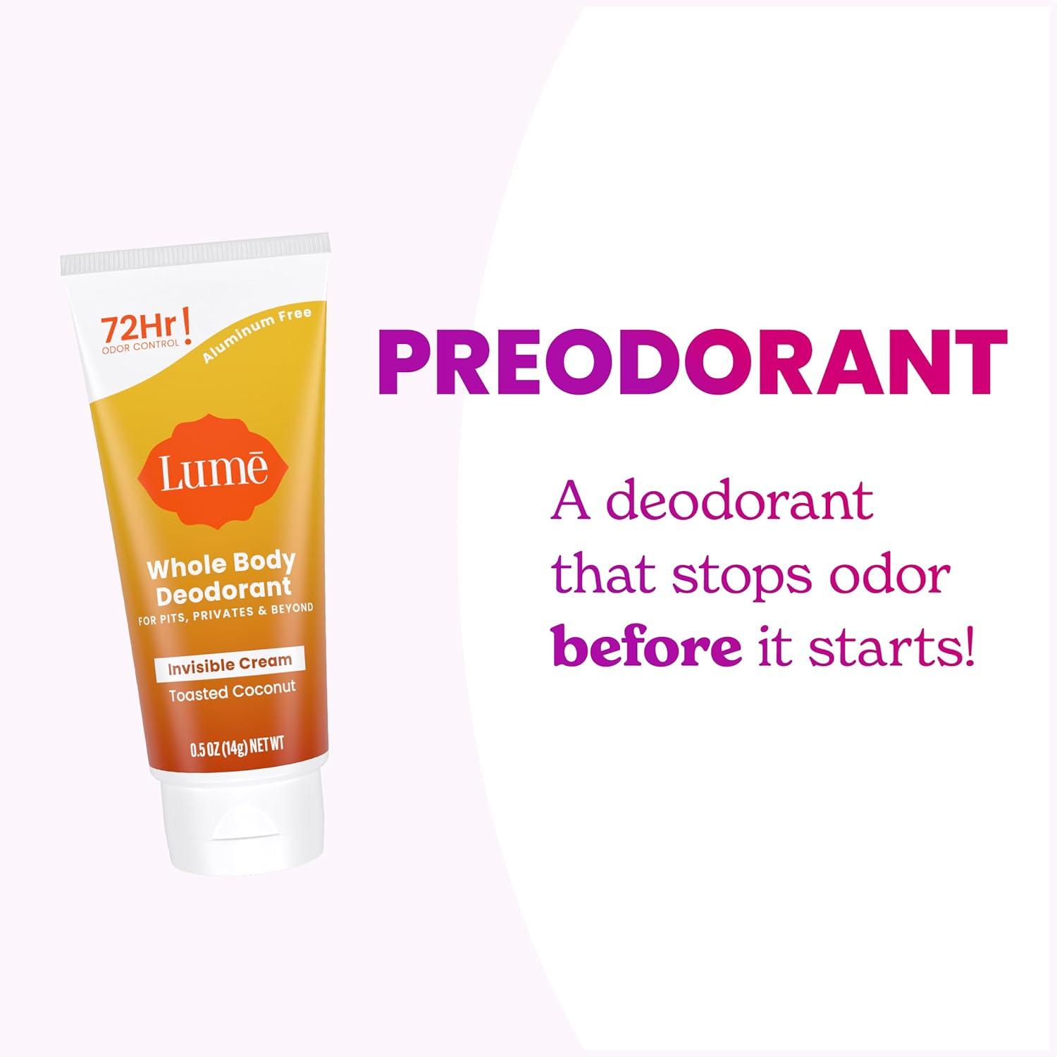 imageLume Whole Body Deodorant Mini Travel Size Invisible Cream Tube Trial Size 72 Hour Odor Control Doctor Developed Aluminum Free Baking Soda Free 5oz Pack of 2 Lavender Sage5 Pack Sampler