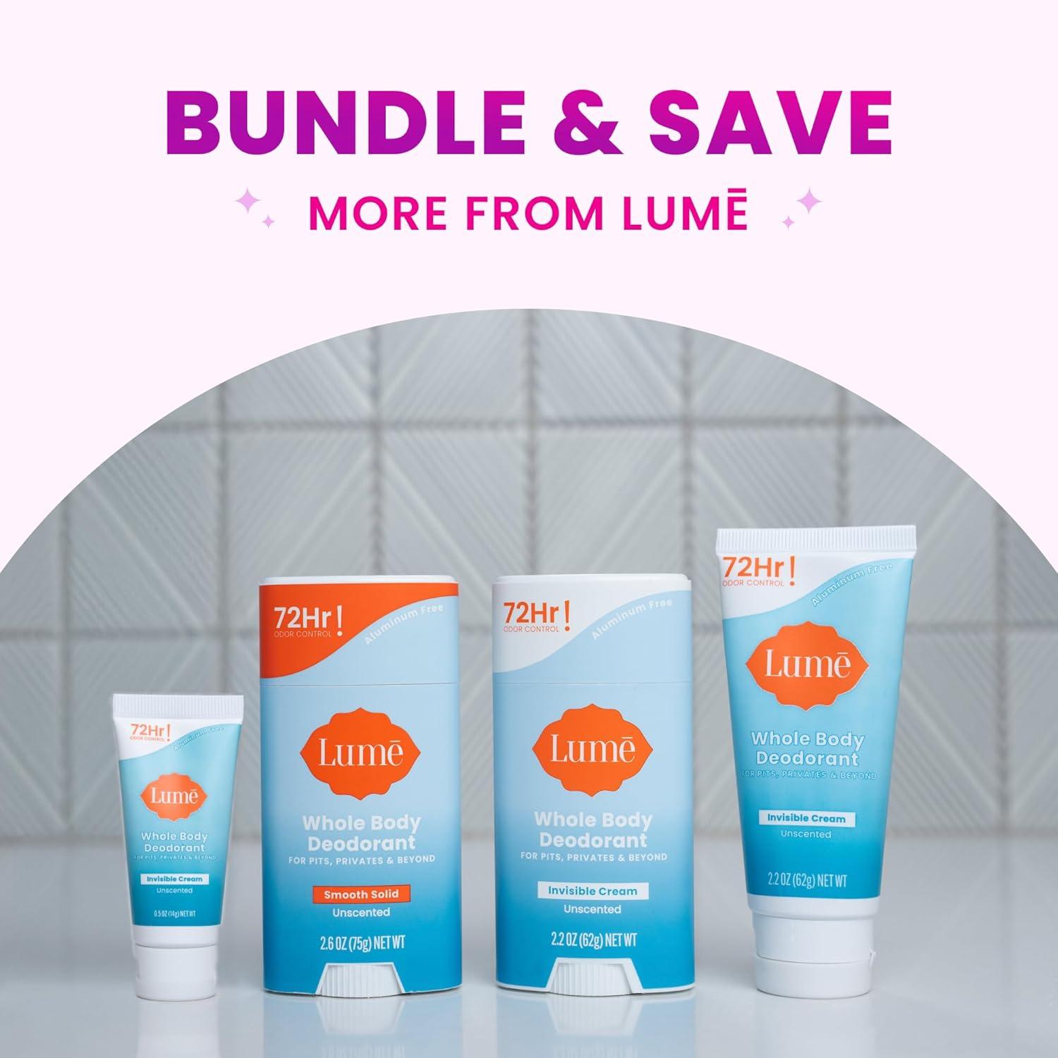 imageLume Whole Body Deodorant Smooth Solid Stick 72 Hour Odor Control Aluminum Free Baking Soda Free and Skin Safe 26 Ounce Pack of 2 Toasted CoconutUnscented