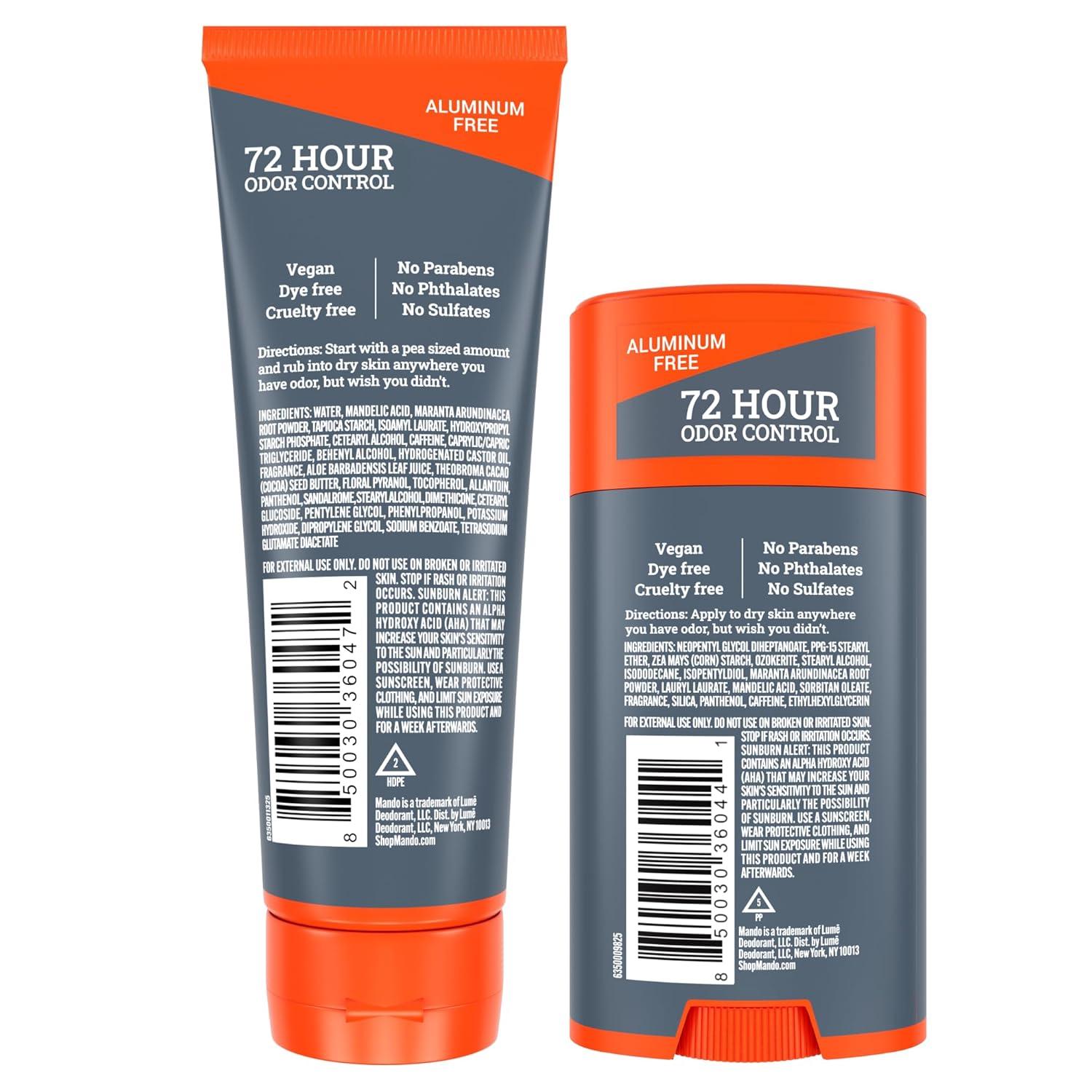 imageMando Bourbon Leather Body Deodorant 72 Hour Odor Control Aluminum Free Baking Soda Free 30 Oz Tube and 26 Oz Solid StickMt Fuji