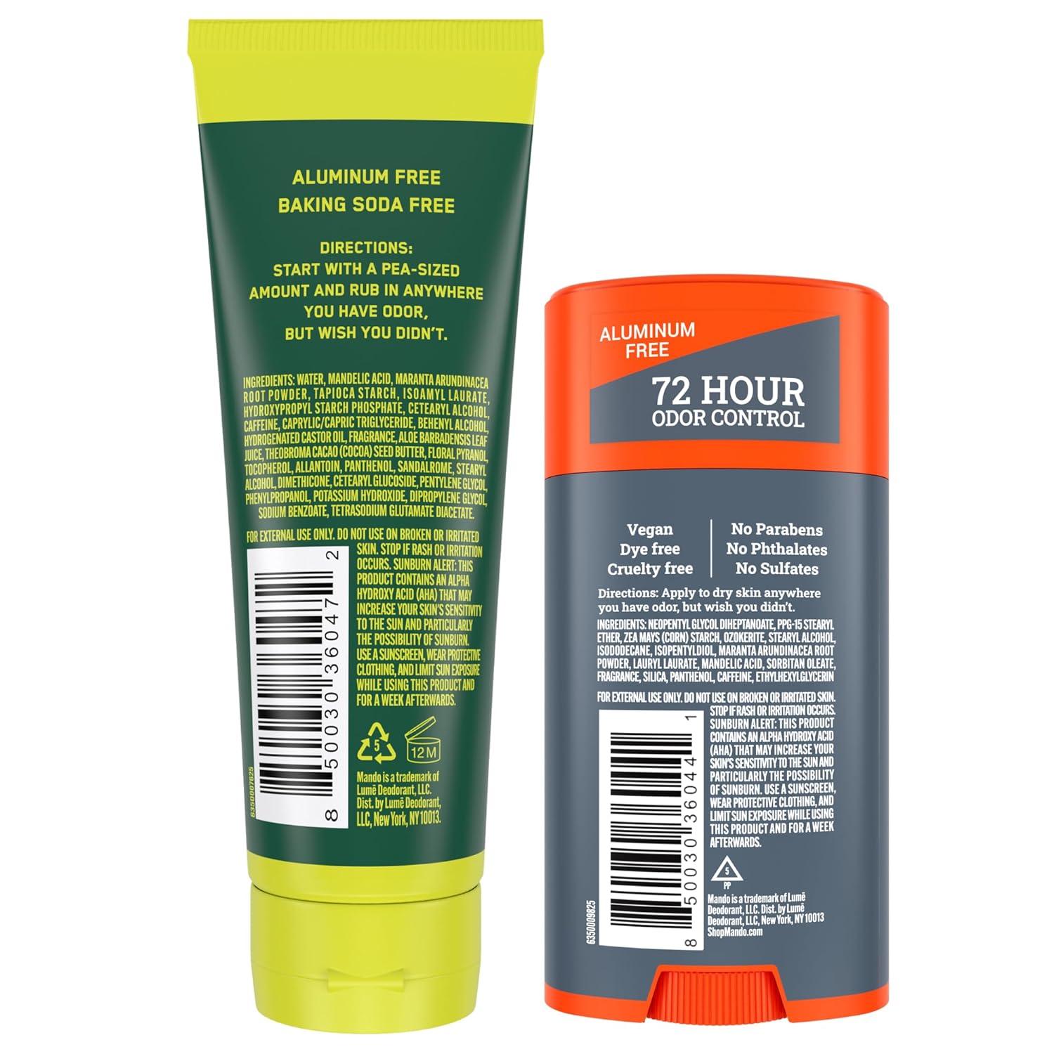 imageMando Bourbon Leather Body Deodorant 72 Hour Odor Control Aluminum Free Baking Soda Free 30 Oz Tube and 26 Oz Solid StickMt Fuji