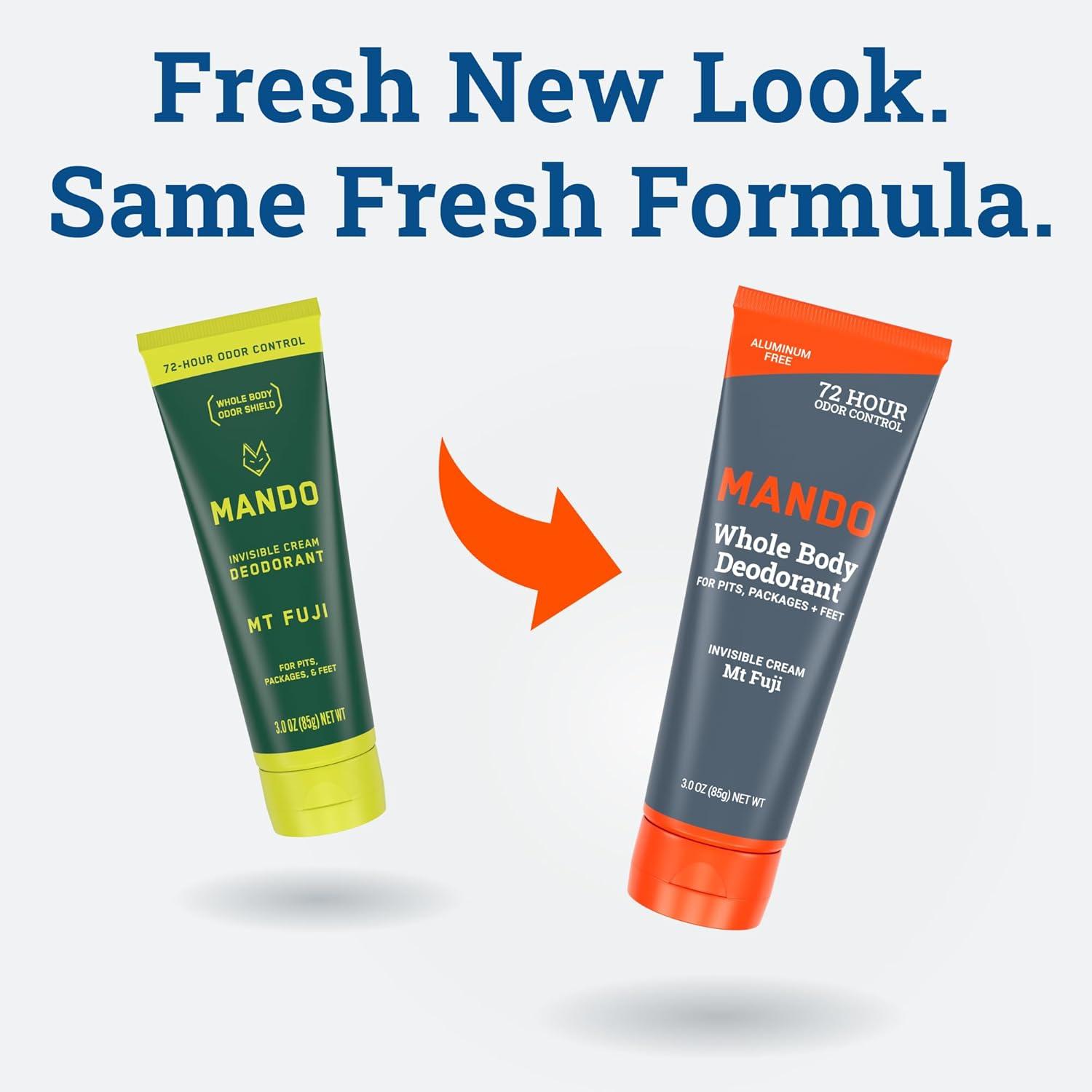 imageMando Bourbon Leather Body Deodorant 72 Hour Odor Control Aluminum Free Baking Soda Free 30 Oz Tube and 26 Oz Solid StickMt Fuji
