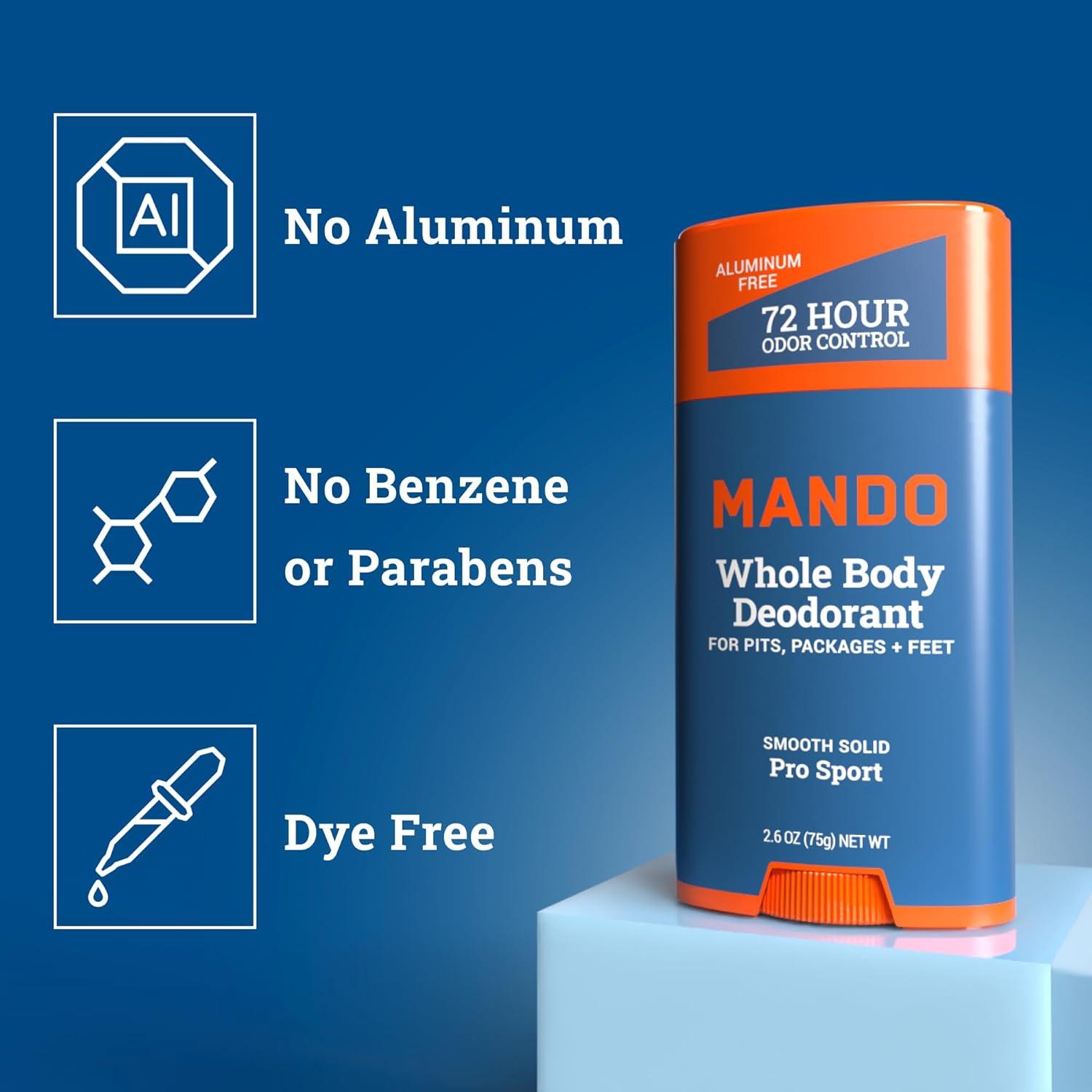 imageMando Bourbon Leather Body Deodorant 72 Hour Odor Control Aluminum Free Baking Soda Free 30 Oz Tube and 26 Oz Solid StickPro Sport