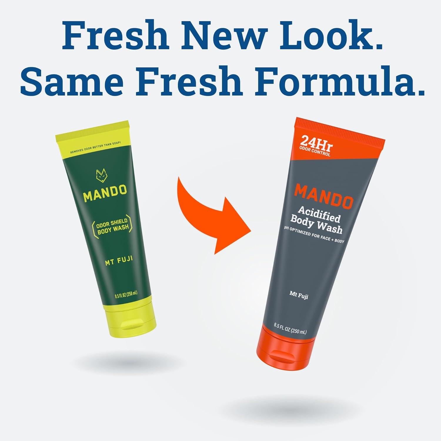 imageMando Odor Shield Body Wash 24 Hour Control Removes Odor Better than Soap SLS and Paraben Free Skin Safe 85 Ounce Pro SportMt Fuji