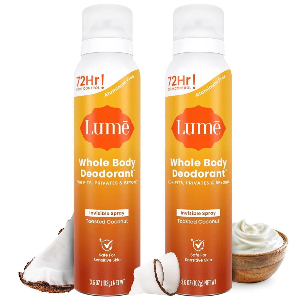 imageLume Invisible Spray Deodorant For Women  Whole Body Deodorant Spray  72 Hr Odor Control  Ozone Friendly Natural Propellant  Aluminum amp Baking Soda Free Skin Loving  36 ounce Soft PowderToasted Coconut