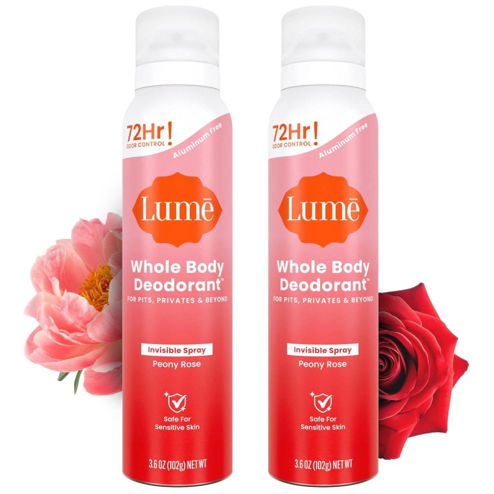 imageLume Invisible Spray Deodorant For Women  Whole Body Deodorant Spray  72 Hr Odor Control  Ozone Friendly Natural Propellant  Aluminum amp Baking Soda Free Skin Loving  36 ounce Soft PowderPeony Rose