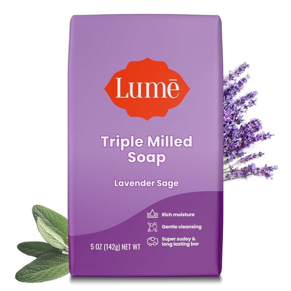 imageLume Triple Milled Bar Soap  Rich Moisture amp Gentle Cleansing  Paraben Free Phthalate Free Skin Safe  5 ounce Toasted CoconutLavender Sage