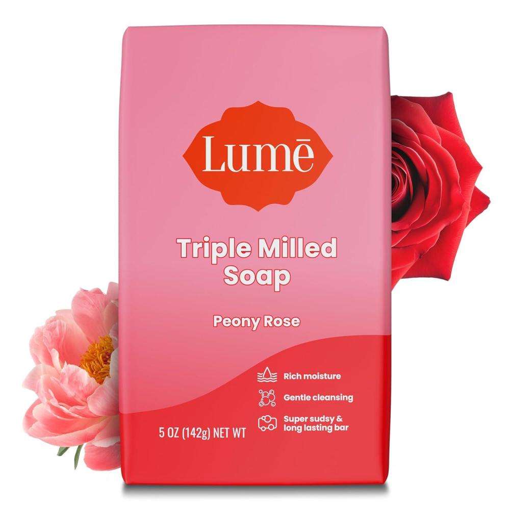 imageLume Triple Milled Bar Soap Rich Moisture amp Gentle Cleansing Paraben Free Phthalate Free Skin Safe 5 ounce Toasted CoconutPeony Rose