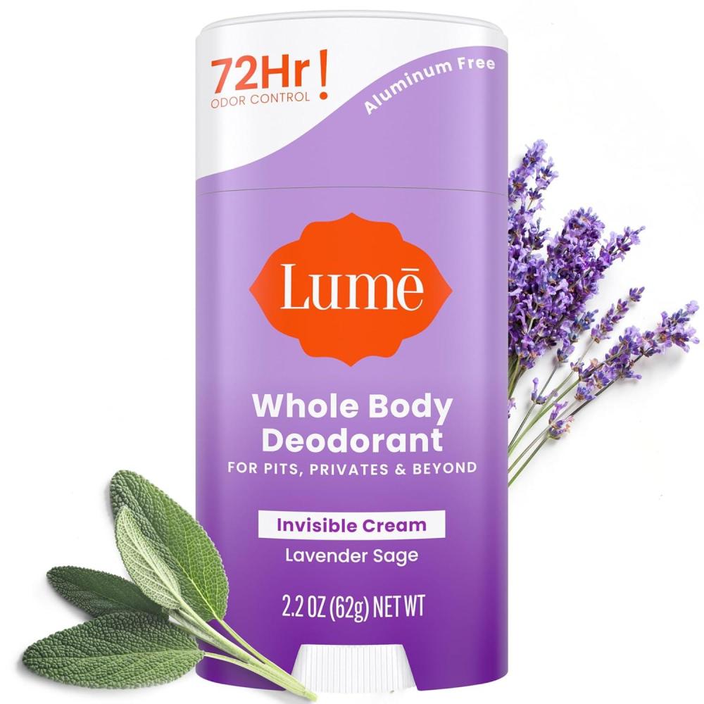 imageLume Whole Body Deodorant  Invisible Cream Stick  72 Hour Odor Control  Aluminum Free Baking Soda Free Skin Safe  22 Ounce Lavender SageLavender Sage