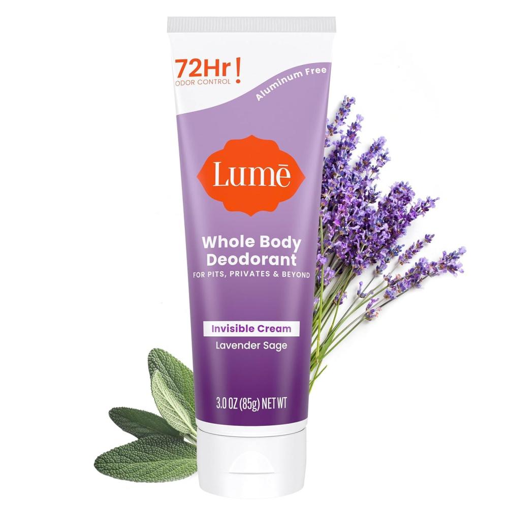 imageLume Whole Body Deodorant  Invisible Cream Tube  72 Hour Odor Control  Aluminum Free Baking Soda Free Skin Safe  30 ounce Pack of 2 Toasted CoconutLavender Sage