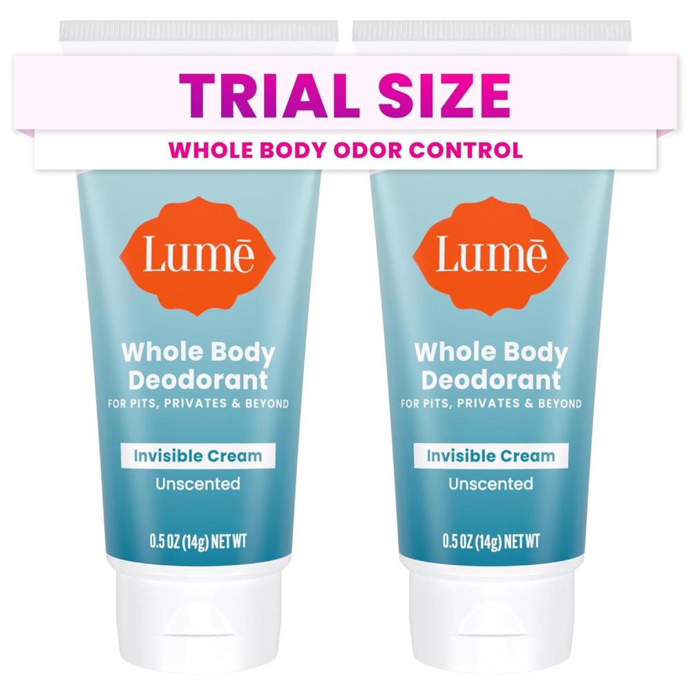 imageLume Whole Body Deodorant  Mini Travel Size Invisible Cream Tube  Trial Size  72 Hour Odor Control  Doctor Developed  Aluminum Free Baking Soda Free  5oz Pack of 2 Lavender SageUnscented