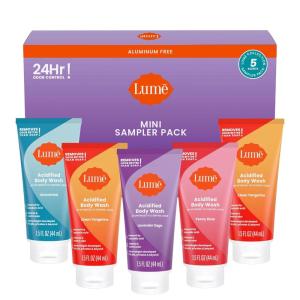 Lume Acidified Body Wash – 24 Hour Odor Control – Removes Odor Better than Soap – Moisturizing Formula – Formulated Without SLS or Parabens – OB/GYN Developed – 8.5 ounce (Pack of 2) (Clean Tangerine)(Sampler)