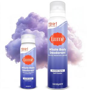 Lume Invisible Spray Deodorant For Women Two Pack – Full Size & Mini Whole Body Deodorant Spray – 72 Hr Odor Control – Aluminum & Baking Soda Free – 2 Piece Bundle – 3.6 oz & 1.0 oz (Clean Tangerine)(Soft Powder)