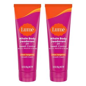 Lume Whole Body Deodorant Plus Sweat Control – Smooth Cream Tube – 72 Hour Odor And Sweat Control – Baking Soda Free, Skin Loving – 3.0 ounce (Pack of 2) (Soft Powder)([‘Clean Tangerine’])