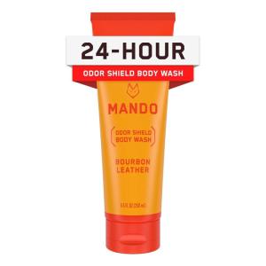 Mando Odor Shield Body Wash – 24 Hour Control – Removes Odor Better than Soap – SLS and Paraben Free, Skin Safe – 8.5 Ounce (Pro Sport)(Bourbon Leather)