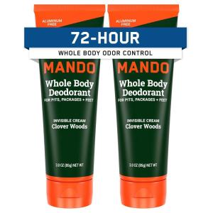 Mando Whole Body Deodorant For Men – Invisible Cream – 72 Hour Odor Control – Aluminum Free, Baking Soda Free, Skin Safe – 3 ounce (Pack of 2) – Mt Fuji(Clover Woods)
