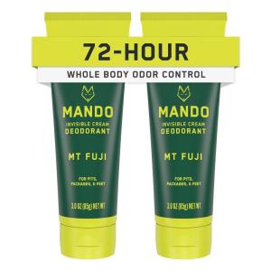 Mando Whole Body Deodorant For Men – Invisible Cream – 72 Hour Odor Control – Aluminum Free, Baking Soda Free, Skin Safe – 3 ounce (Pack of 2) – Mt Fuji(Mt Fuji)