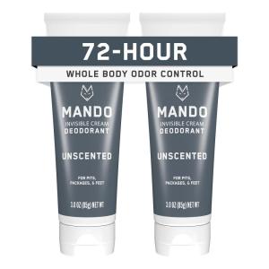Mando Whole Body Deodorant For Men – Invisible Cream – 72 Hour Odor Control – Aluminum Free, Baking Soda Free, Skin Safe – 3 ounce (Pack of 2) – Mt Fuji(Unscented)