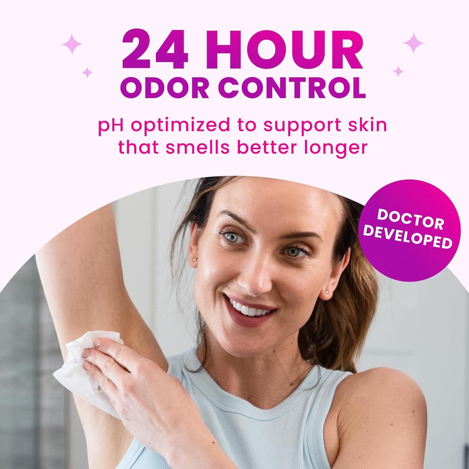 imageLume Acidified Deodorant Wipes 24 Hour Odor Control Whole Body Deodorant Wipes Aluminum Free Baking Soda Free Skin Loving Flushable 45 Count 2 Pack Soft PowderCool Cucumber