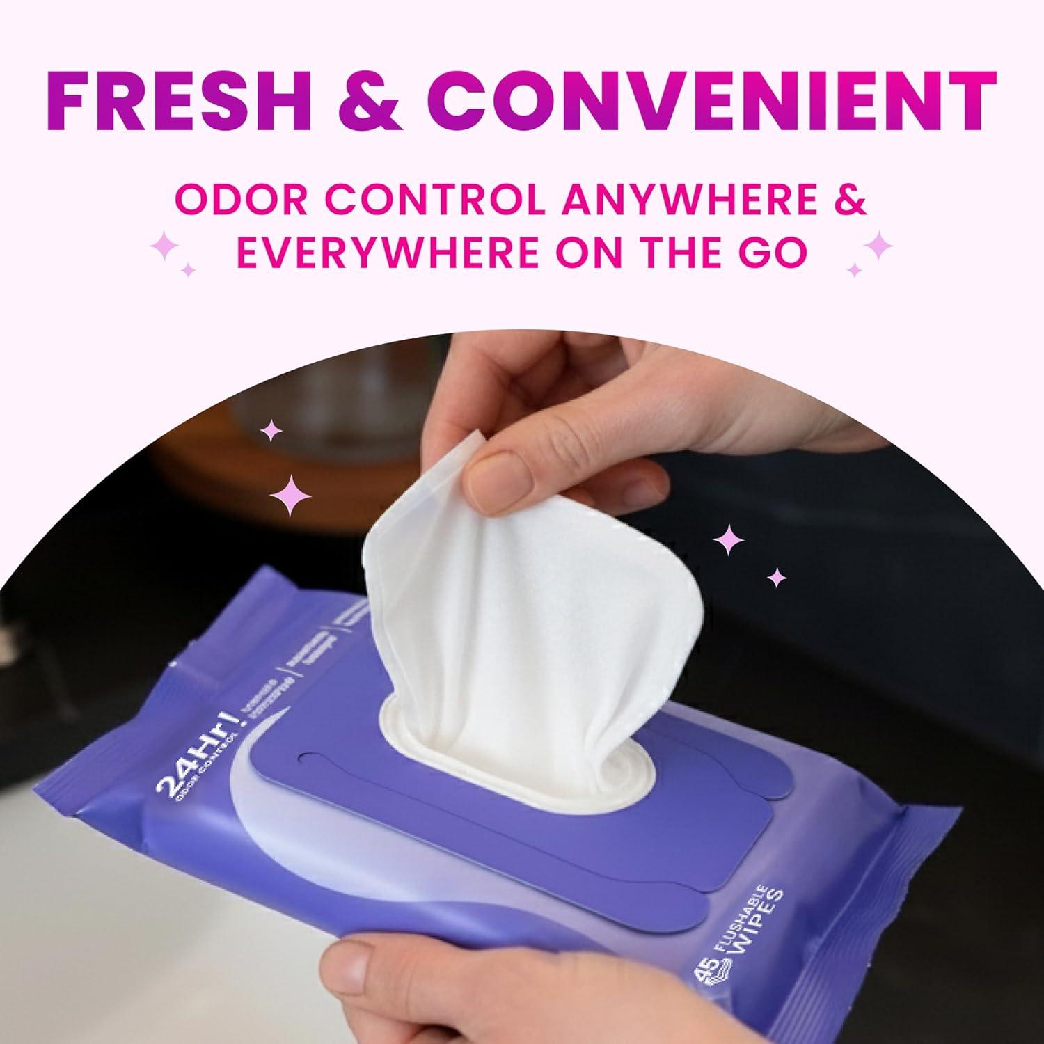 imageLume Acidified Deodorant Wipes 24 Hour Odor Control Whole Body Deodorant Wipes Aluminum Free Baking Soda Free Skin Loving Flushable 45 Count 2 Pack Soft PowderSoft Powder