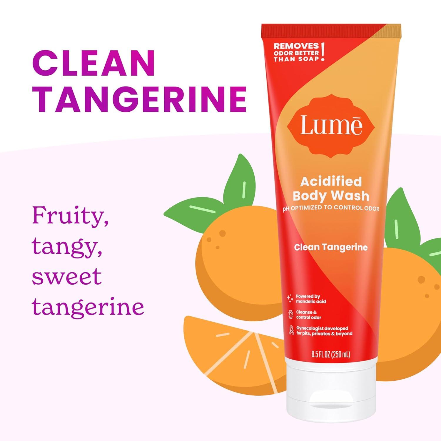 imageLume Acidified Body Wash 24 Hour Odor Control Removes Odor Better than Soap Hydrating Formula Formulated Without SLS or Parabens Safe For Sensitive Skin 85 ounce Soft PowderClean Tangerine Lavender Sage