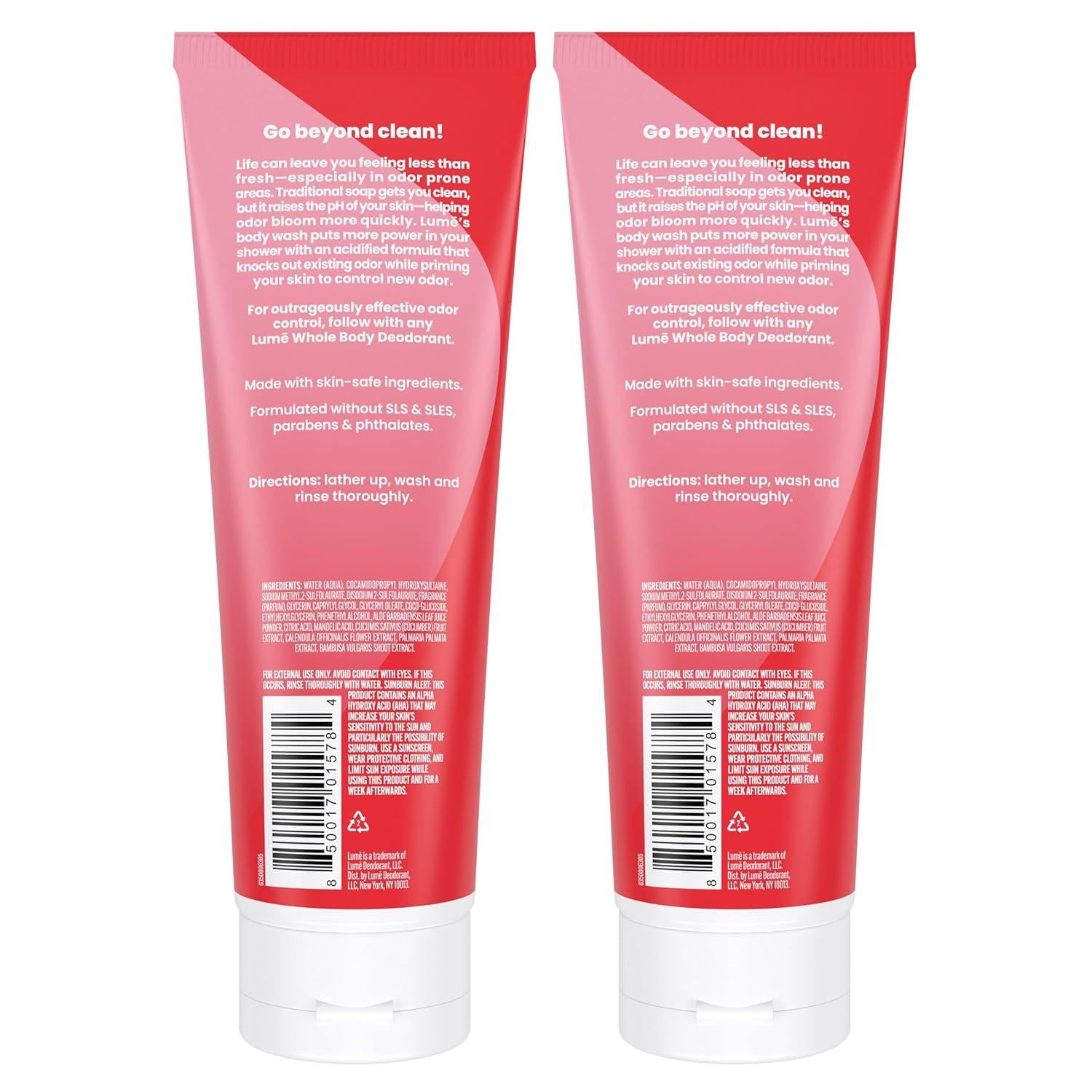 imageLume Acidified Body Wash 24 Hour Odor Control Removes Odor Better than Soap Hydrating Formula Formulated Without SLS or Parabens Safe For Sensitive Skin 85 ounce Soft PowderPeony Rose