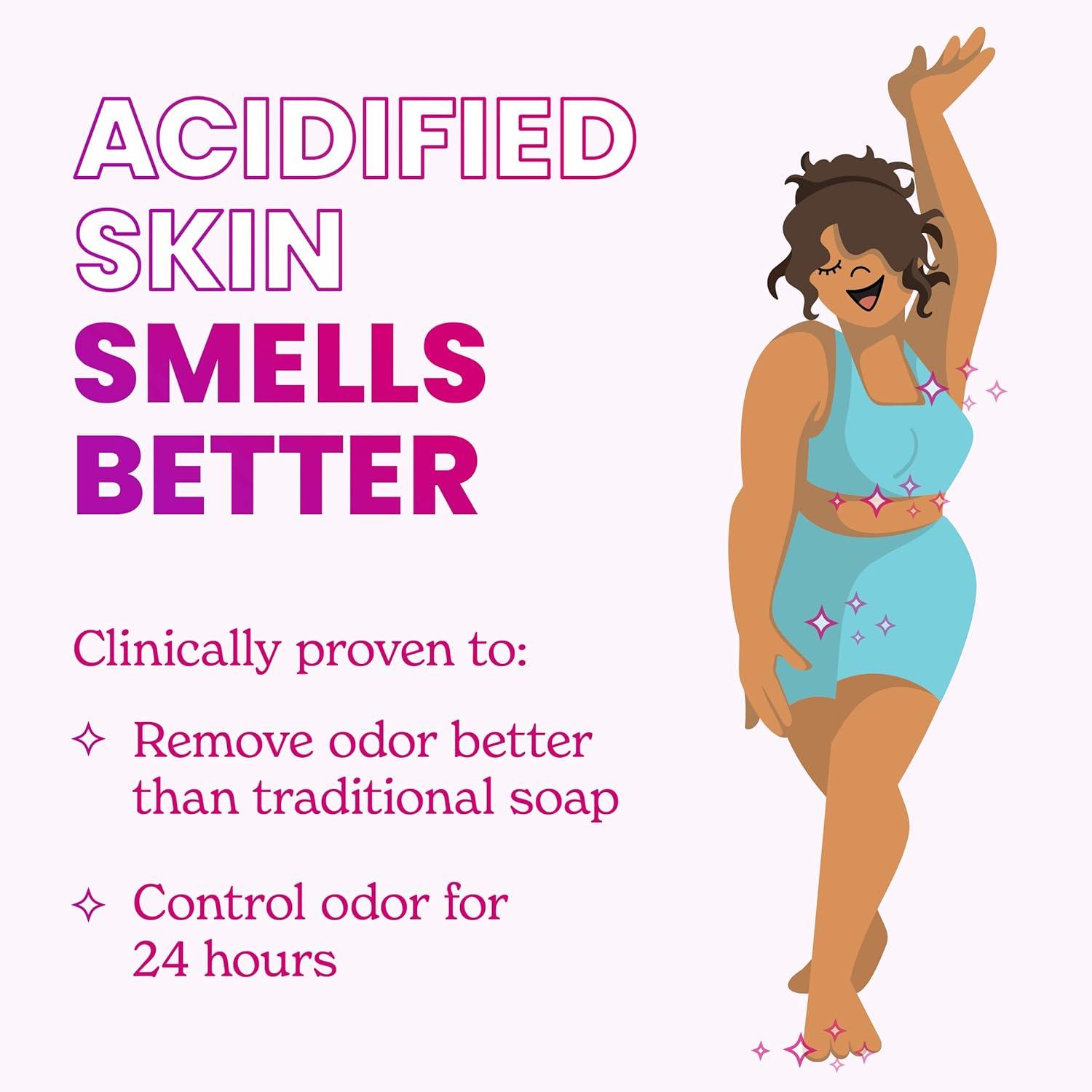 imageLume Acidified Body Wash 24 Hour Odor Control Removes Odor Better than Soap Hydrating Formula Formulated Without SLS or Parabens Safe For Sensitive Skin 85 ounce Soft PowderSampler