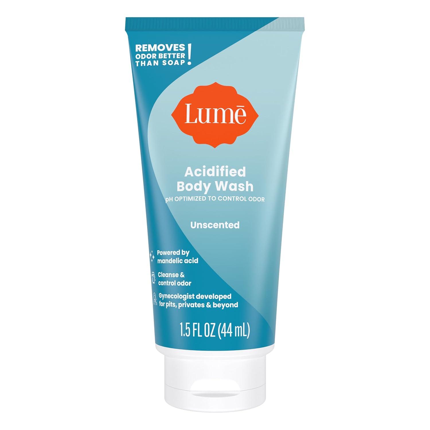imageLume Acidified Body Wash 24 Hour Odor Control Removes Odor Better than Soap Hydrating Formula Formulated Without SLS or Parabens Safe For Sensitive Skin 85 ounce Soft PowderSampler