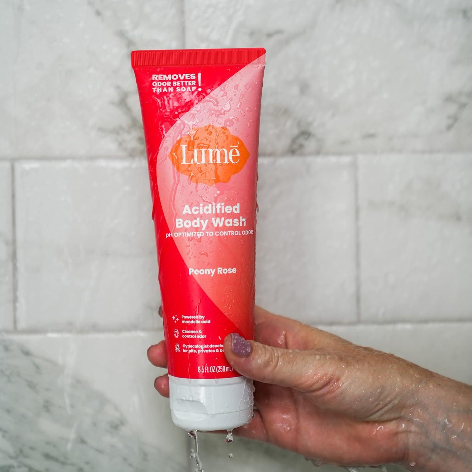 imageLume Acidified Body Wash 24 Hour Odor Control Removes Odor Better than Soap Hydrating Formula Formulated Without SLS or Parabens Safe For Sensitive Skin 85 ounce Soft PowderPeony Rose
