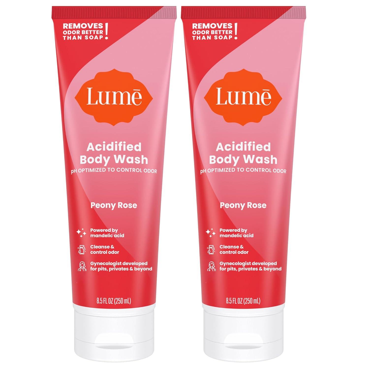 imageLume Acidified Body Wash 24 Hour Odor Control Removes Odor Better than Soap Hydrating Formula Formulated Without SLS or Parabens Safe For Sensitive Skin 85 ounce Soft PowderPeony Rose