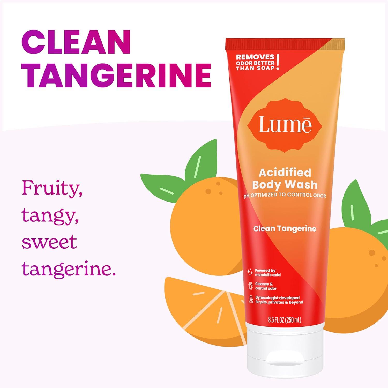 imageLume Acidified Body Wash 24 Hour Odor Control Removes Odor Better than Soap Hydrating Formula Formulated Without SLS or Parabens Safe For Sensitive Skin 85 ounce Soft PowderClean Tangerine