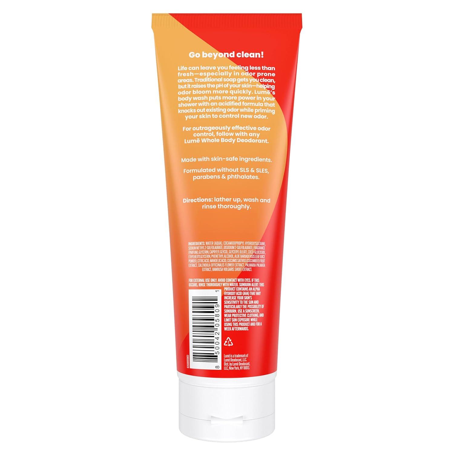 imageLume Acidified Body Wash 24 Hour Odor Control Removes Odor Better than Soap Hydrating Formula Formulated Without SLS or Parabens Safe For Sensitive Skin 85 ounce Soft PowderClean Tangerine