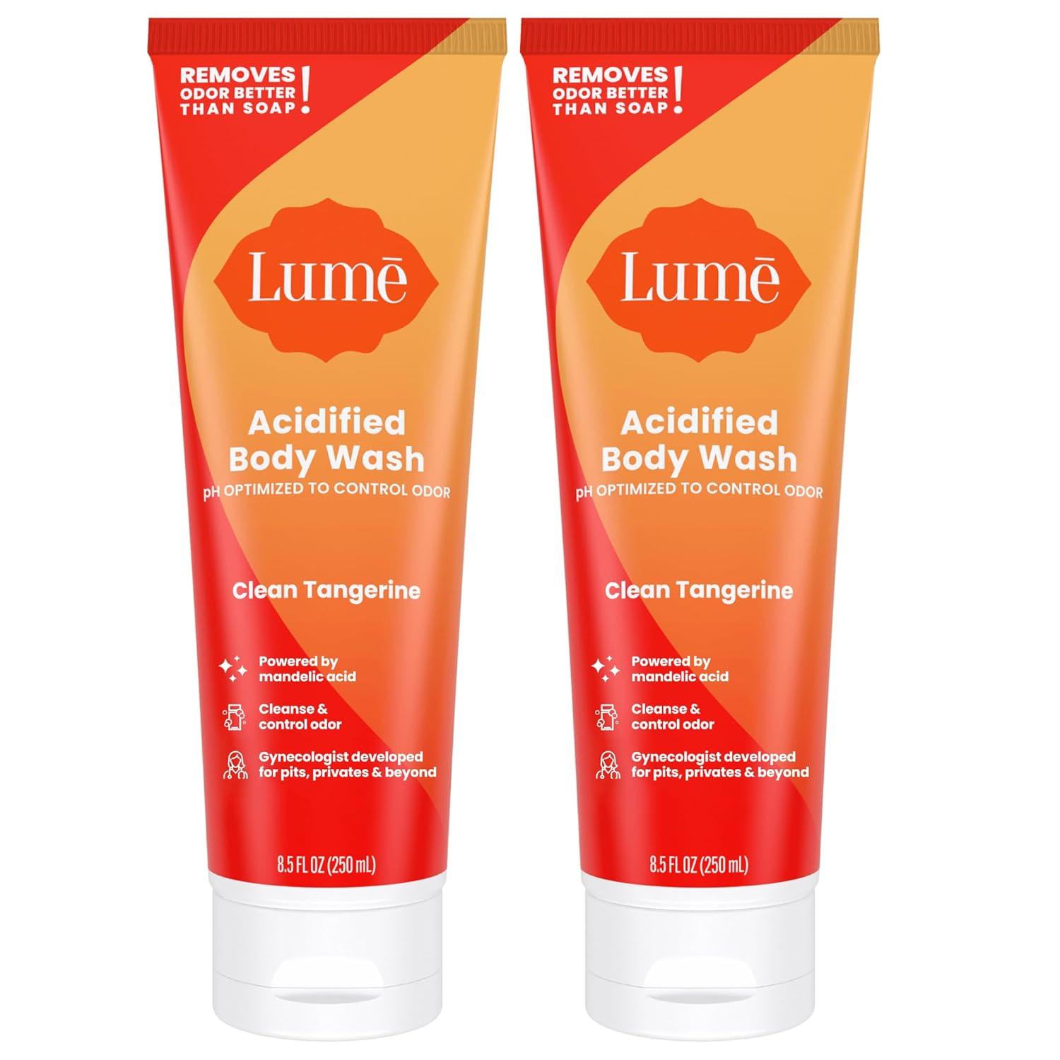 imageLume Acidified Body Wash 24 Hour Odor Control Removes Odor Better than Soap Hydrating Formula Formulated Without SLS or Parabens Safe For Sensitive Skin 85 ounce Soft PowderClean Tangerine