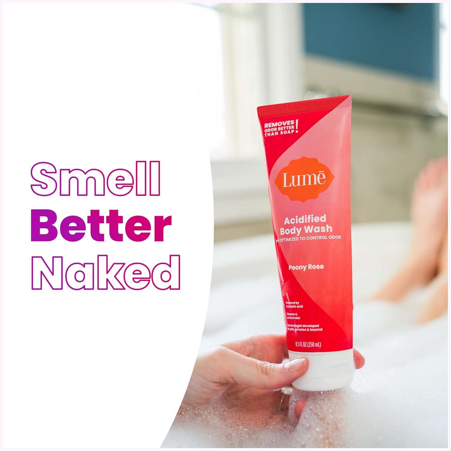 imageLume Acidified Body Wash 24 Hour Odor Control Removes Odor Better than Soap Hydrating Formula Formulated Without SLS or Parabens Safe For Sensitive Skin 85 ounce Soft PowderPeony Rose
