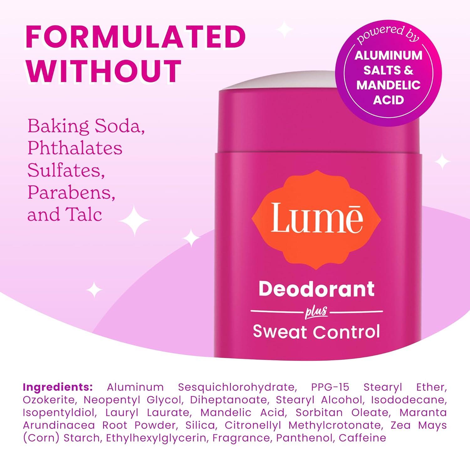 imageLume Deodorant Plus Sweat Control Smooth Solid Stick Maximum Strength Antiperspirant 72 Hour Odor And Sweat Control Baking Soda Free Skin Loving 26 ounce Fresh Spring Pack of 2Lavender Sage