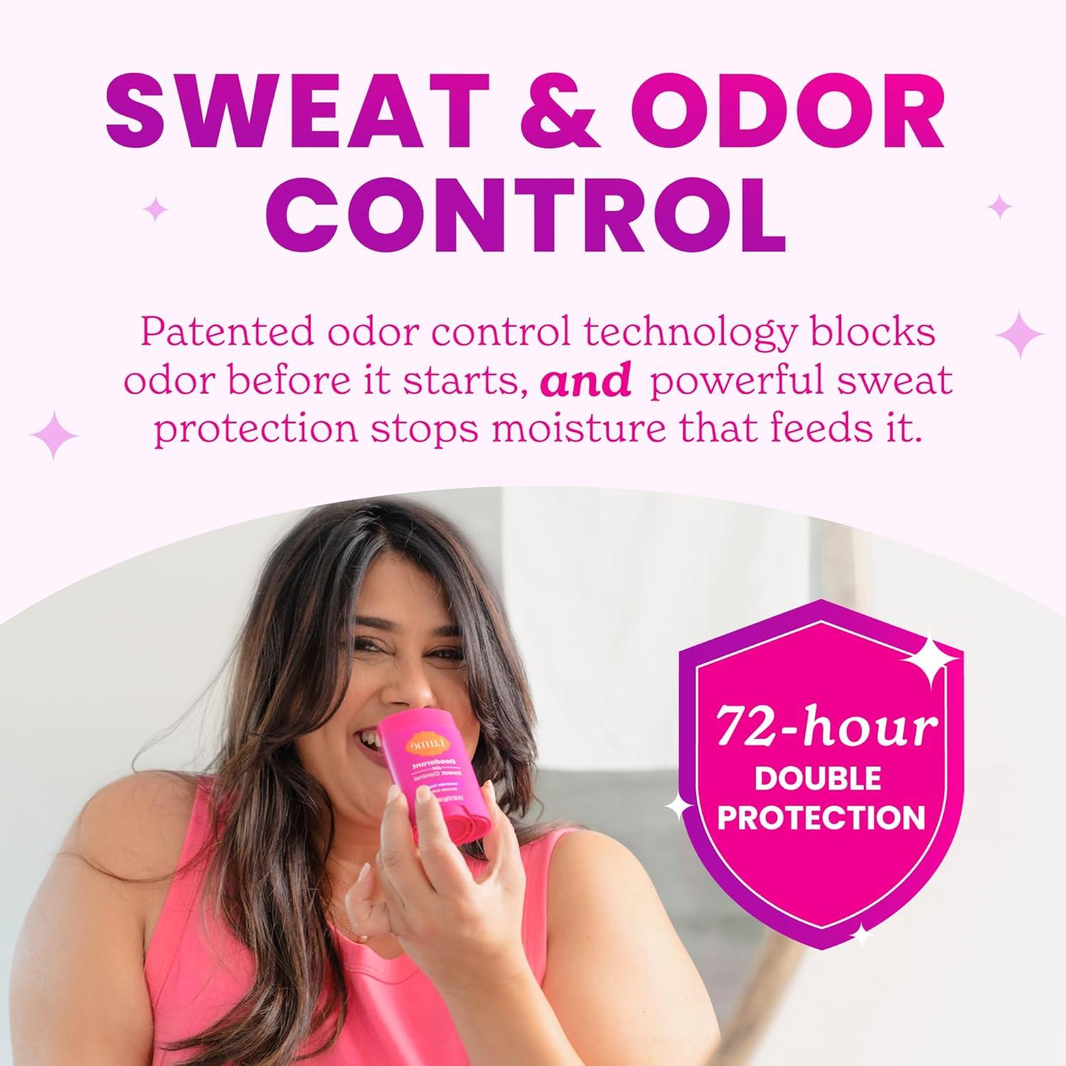 imageLume Deodorant Plus Sweat Control Smooth Solid Stick Maximum Strength Antiperspirant 72 Hour Odor And Sweat Control Baking Soda Free Skin Loving 26 ounce Fresh Spring Pack of 2Lavender Sage