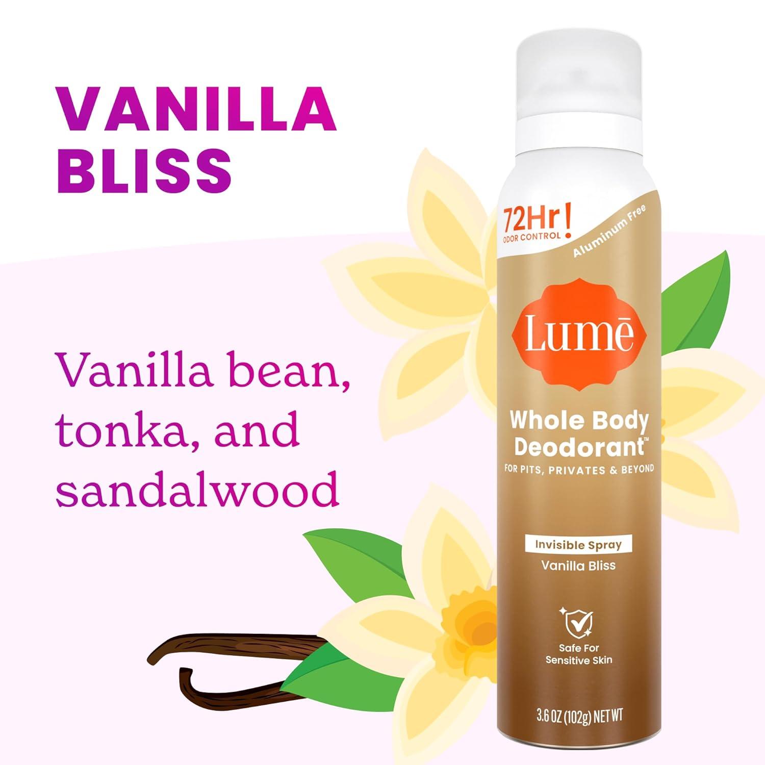 imageLume Invisible Spray Deodorant For Women Whole Body Deodorant Spray 72 Hr Odor Control Ozone Friendly Natural Propellant Baking Soda amp Aluminum Free Skin Loving Full Body Toasted CoconutVanilla Bliss