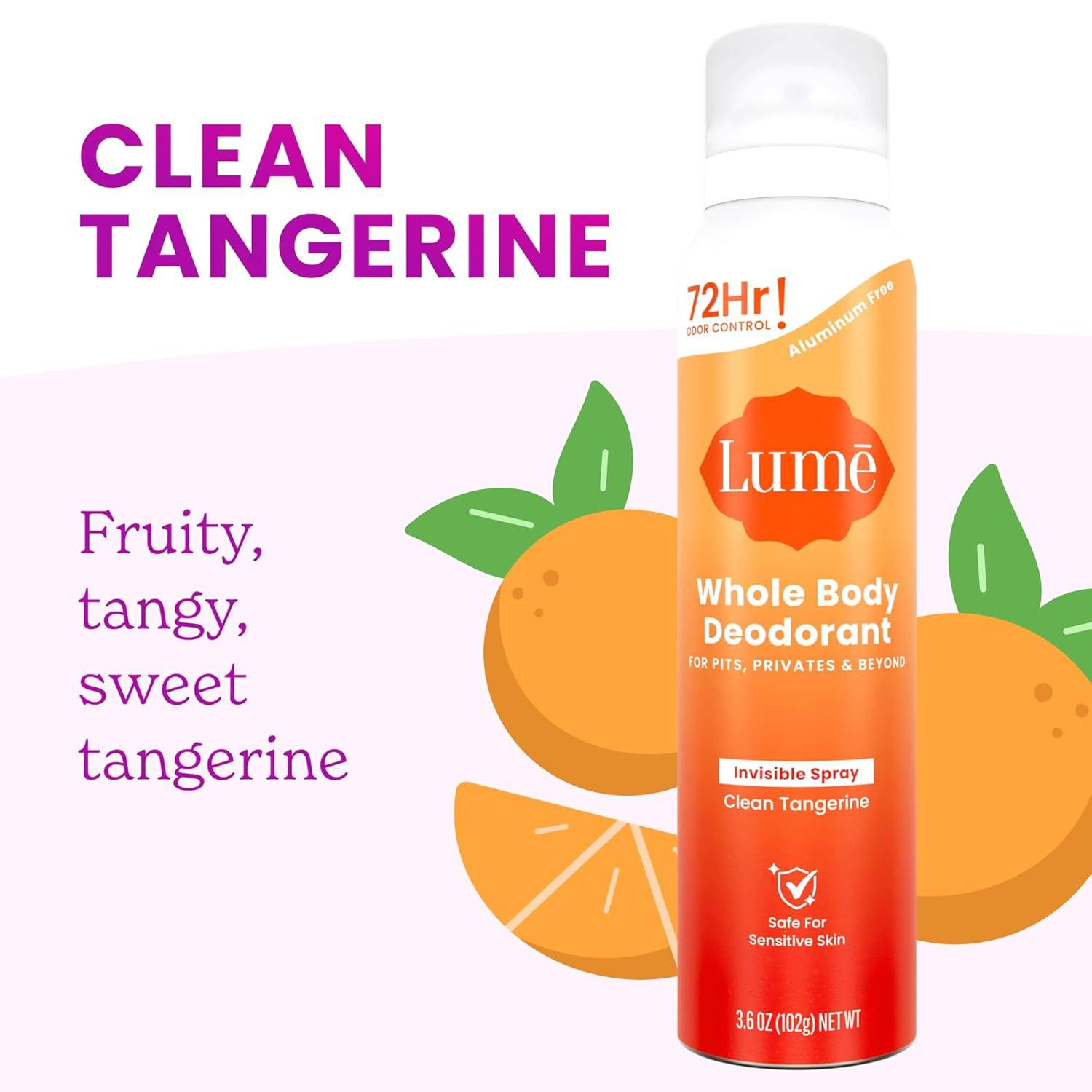 imageLume Invisible Spray Deodorant For Women Whole Body Deodorant Spray 72 Hr Odor Control Ozone Friendly Natural Propellant Baking Soda amp Aluminum Free Skin Loving Full Body Toasted CoconutClean Tangerine