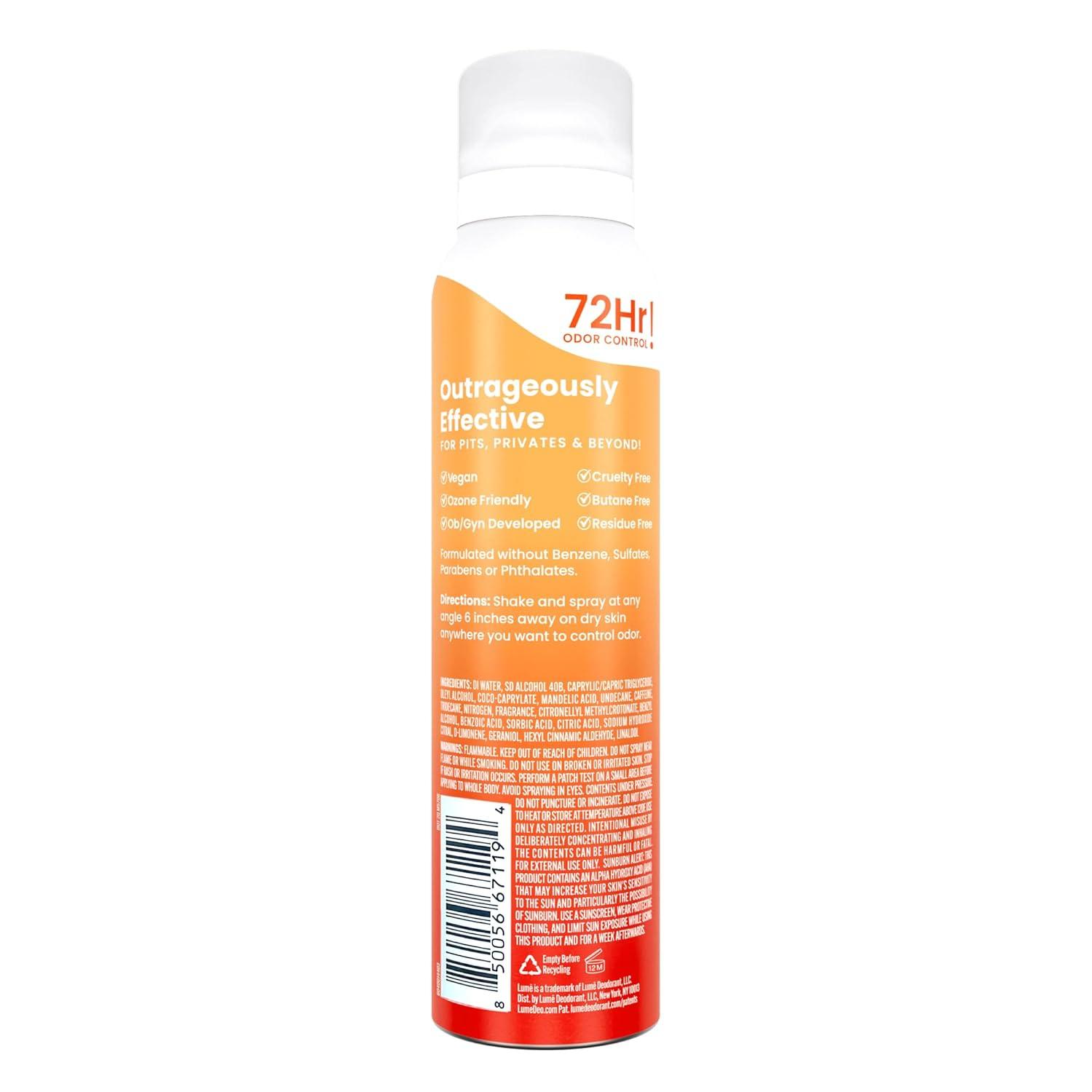 imageLume Invisible Spray Deodorant For Women Whole Body Deodorant Spray 72 Hr Odor Control Ozone Friendly Natural Propellant Baking Soda amp Aluminum Free Skin Loving Full Body Toasted CoconutClean Tangerine