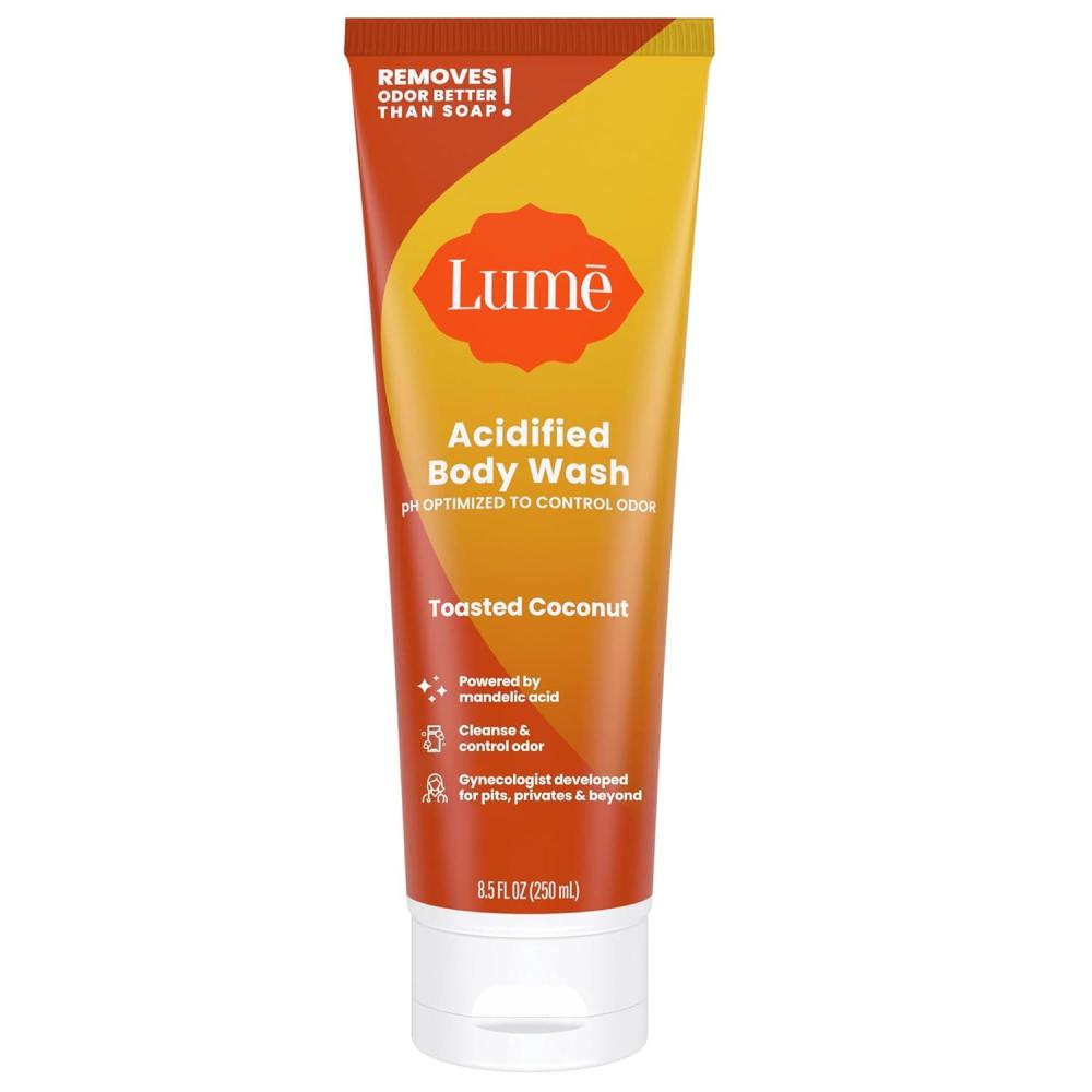 imageLume Acidified Body Wash 24 Hour Odor Control Removes Odor Better than Soap Hydrating Formula Formulated Without SLS or Parabens Safe For Sensitive Skin 85 ounce Soft PowderToasted Coconut