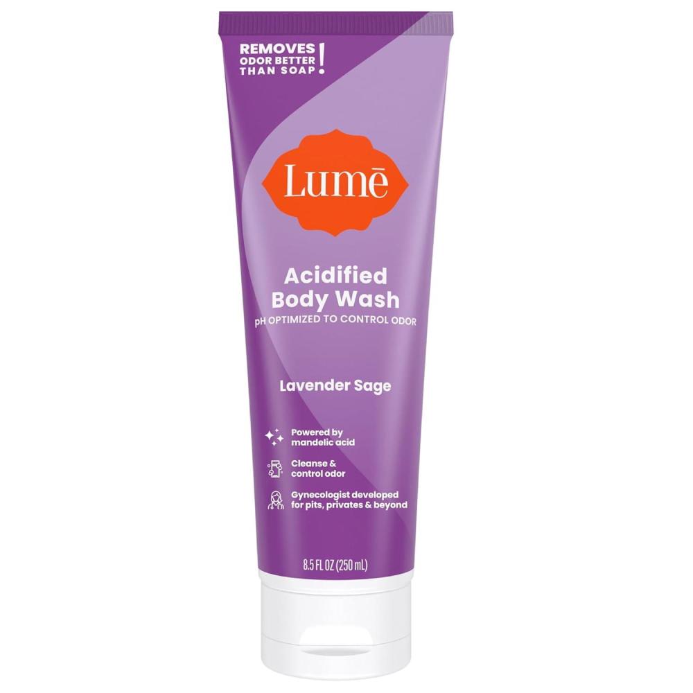 imageLume Acidified Body Wash 24 Hour Odor Control Removes Odor Better than Soap Hydrating Formula Formulated Without SLS or Parabens Safe For Sensitive Skin 85 ounce Soft PowderLavender Sage