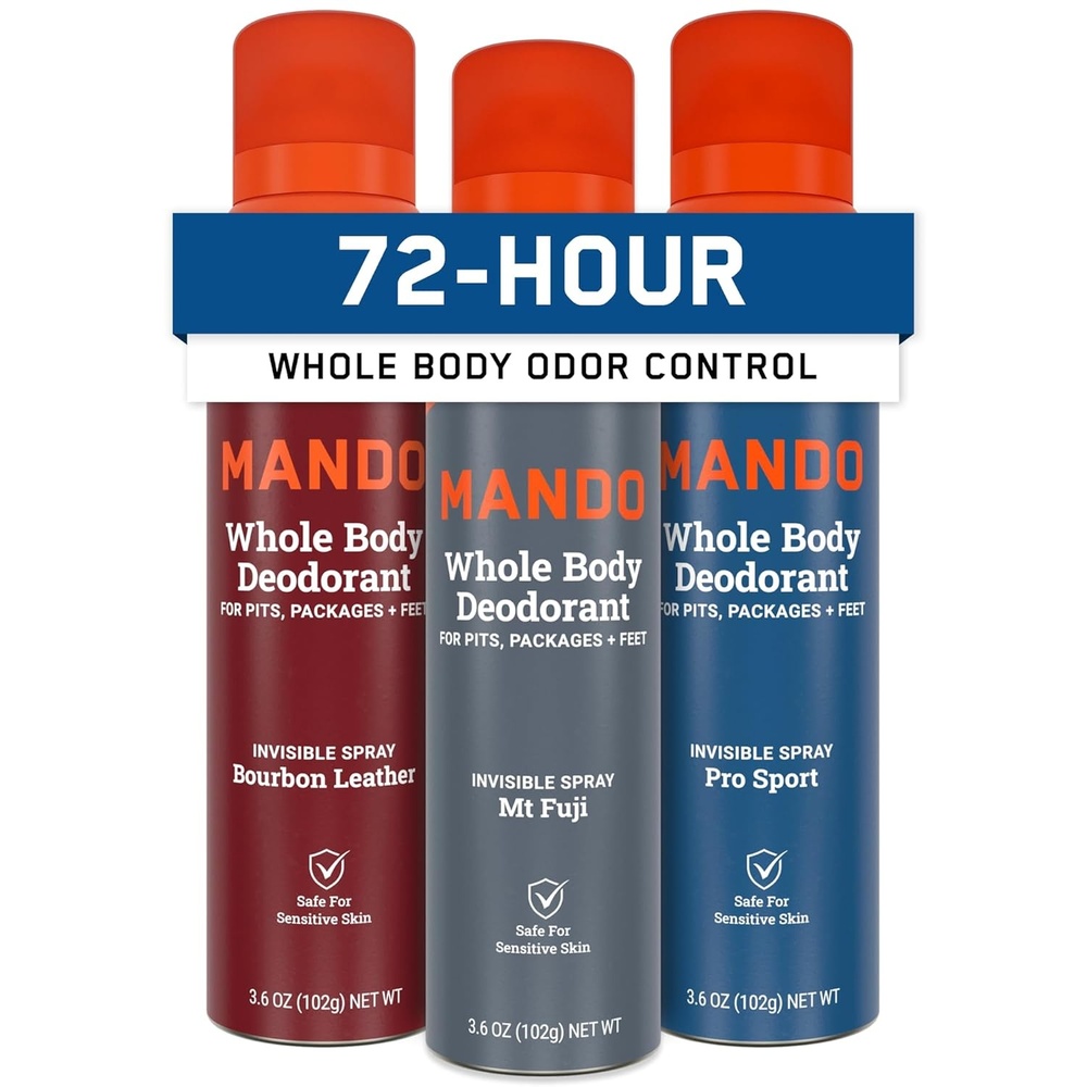 image:imageMando Whole Body Deodorant For Men  Invisible Spray Deodorant  72 Hour Odor Control  Low Irritation Formula  Aluminum Free Benzene Free  36 ounce Can  Pro SportPro Sport  Mt Fuji  Bourbon Leather