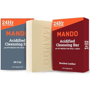 Mando Acidified Cleansing Bar – 24-Hour Odor Control – Removes Odor Better than Soap – Moisturizing Formula – SLS Free, Paraben Free – Safe For Sensitive Skin – Pro Sport(Bourbon Leather & Mt Fuji)
