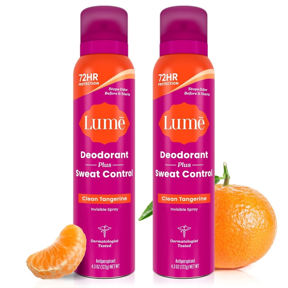 image:imageLume Deodorant Plus Sweat Control  Invisible Spray  Extra Strength Antiperspirant For Underarms  72 Hour Odor And Sweat Control  Phthalate and Paraben Free Formula  2 Pack Vanilla BlissClean Tangerine