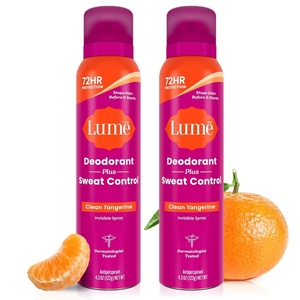 Lume Deodorant Plus Sweat Control – Invisible Spray – Extra Strength Antiperspirant For Underarms – 72 Hour Odor And Sweat Control – Phthalate and Paraben Free Formula – 2 Pack (Vanilla Bliss)(Clean Tangerine)