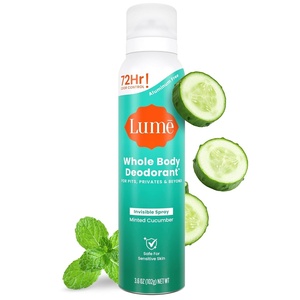 Lume Invisible Spray Deodorant For Women – Whole Body Deodorant Spray – 72Hr Odor Control – Ozone Friendly – Aluminum Free & Baking Soda Free – Skin Loving, Low Irritation – 1pk (Minted Cucumber)(Minted Cucumber)